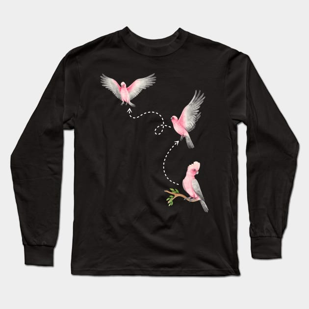 Funny cute Galah Cockatoo take off and flying cockatoo owner Long Sleeve T-Shirt by Artstastic